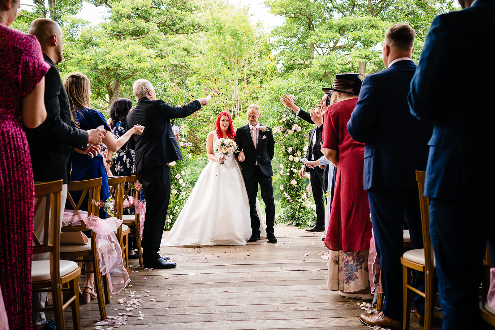 outdoor wedding ceremony at the mill barns